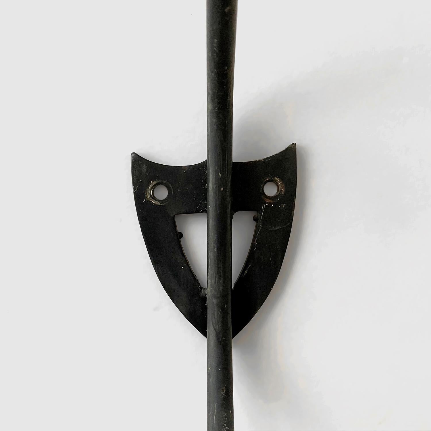 20th Century French Iron Double Wall Coat Hooks - 2 available  For Sale