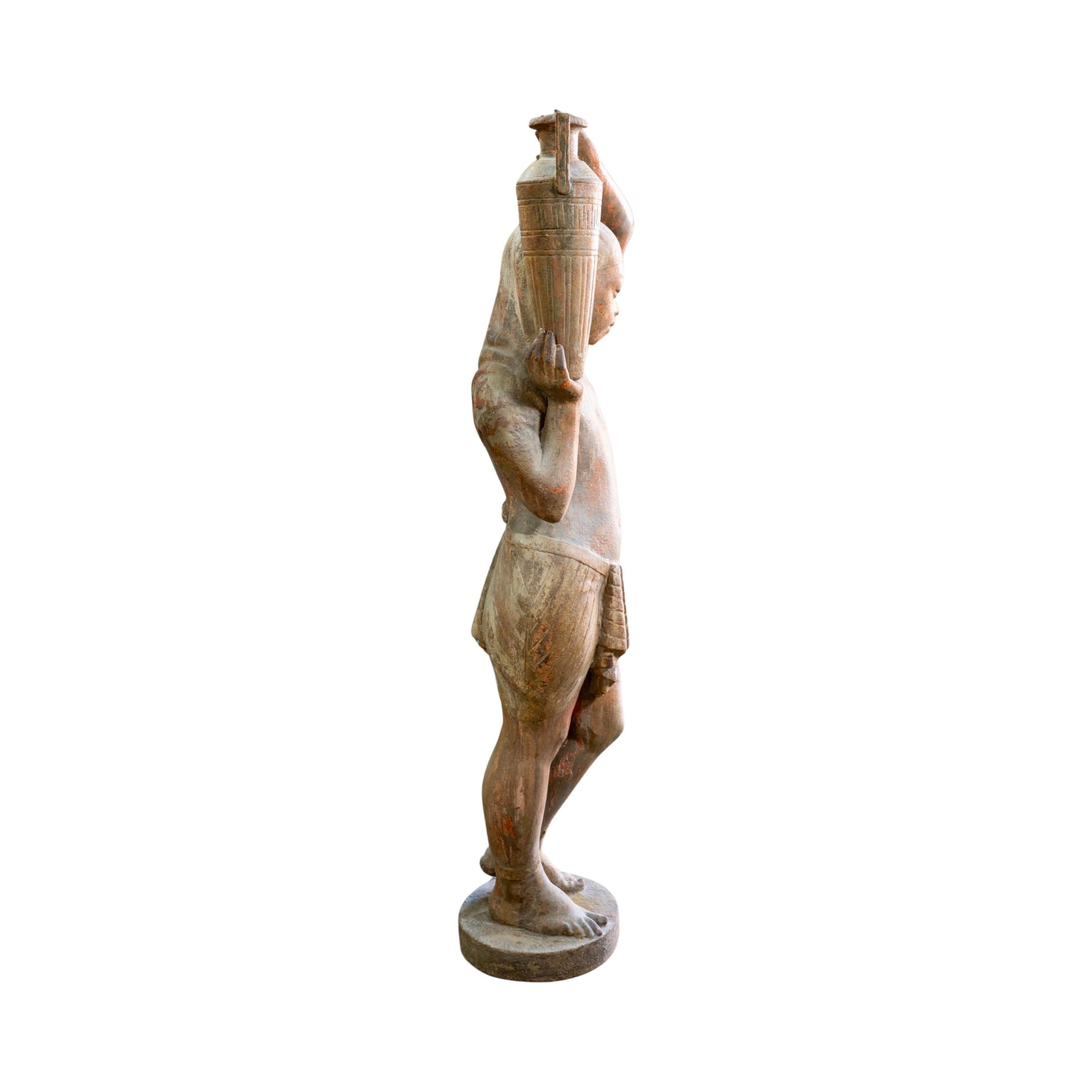 French Iron Egyptian Water Bearer Sculpture For Sale 2