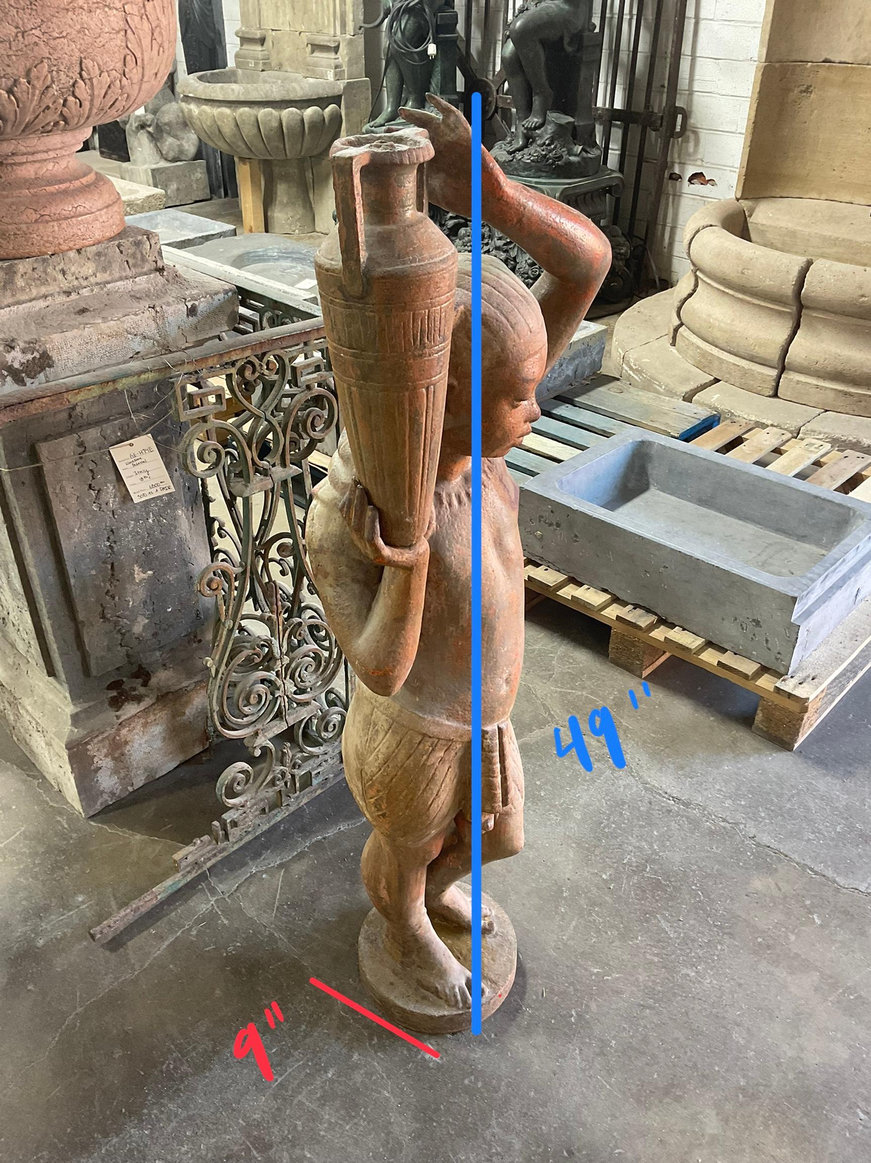 French Iron Egyptian Water Bearer Sculpture For Sale 3