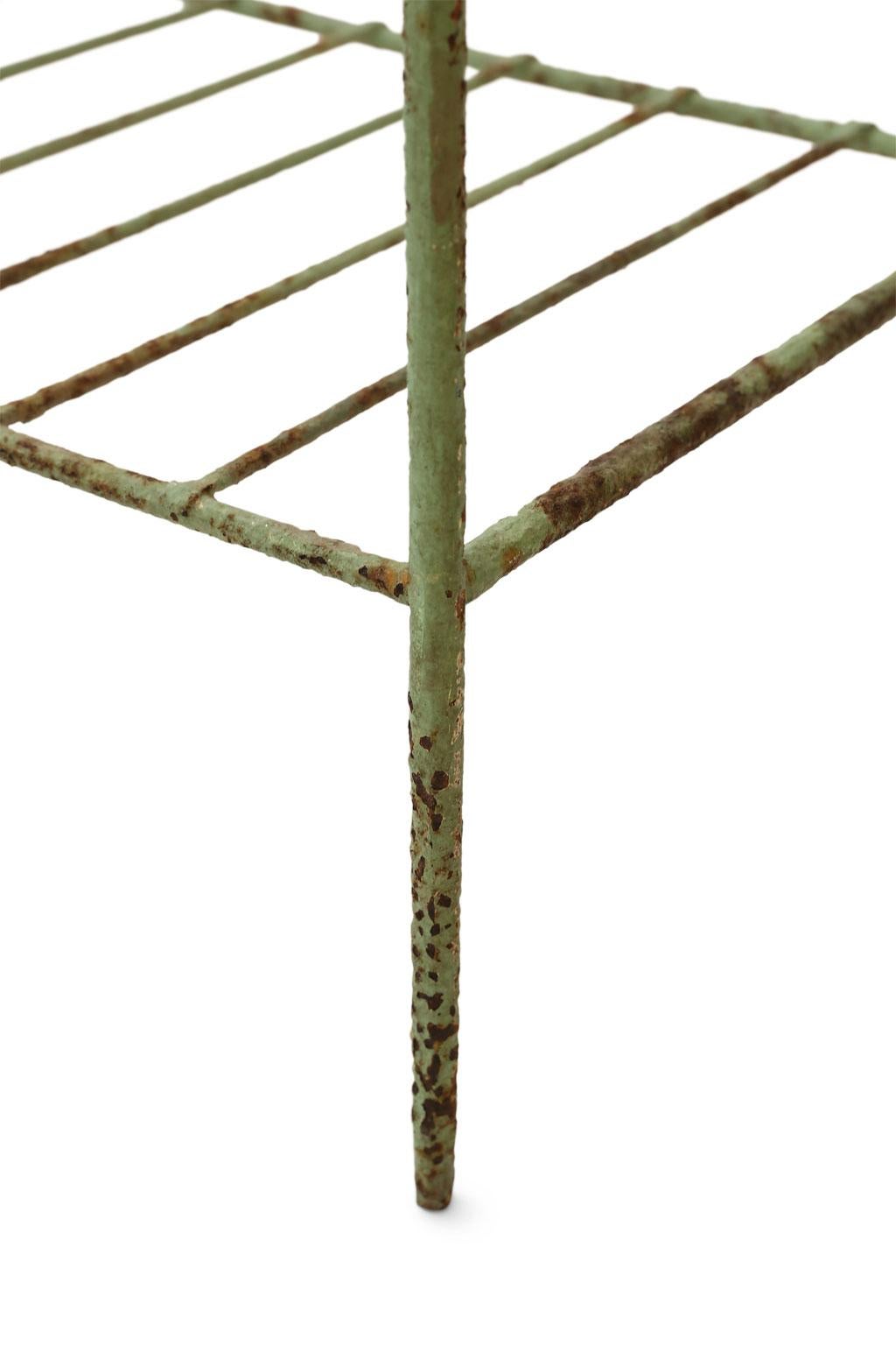 French Iron Étagère in Pale Green Paint 3