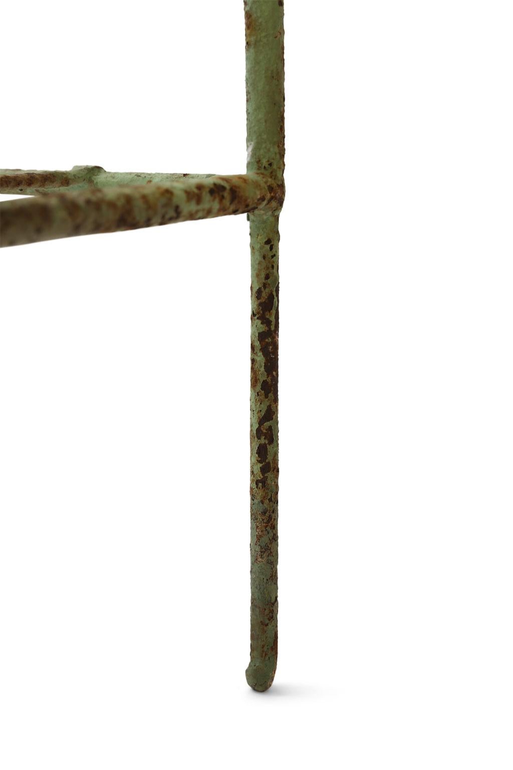French Iron Étagère in Pale Green Paint 5