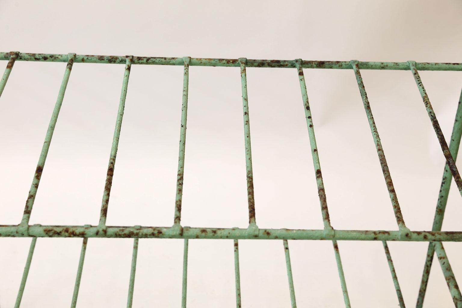 French Iron Étagère in Pale Green Paint 8