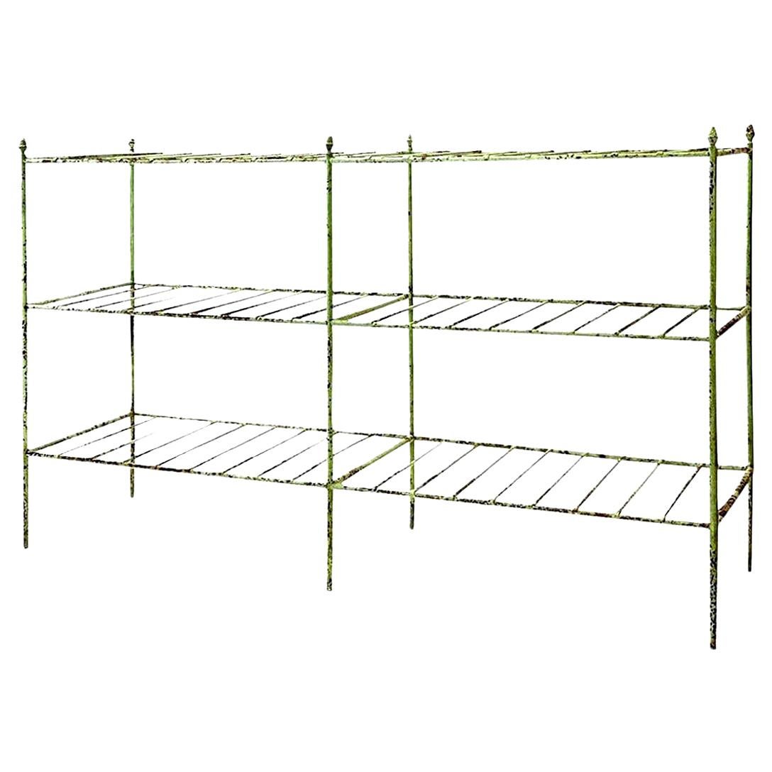 French Iron Étagère in Pale Green Paint 11