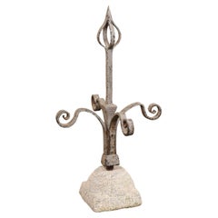 French Iron Finial in Granite Base, 19th C.