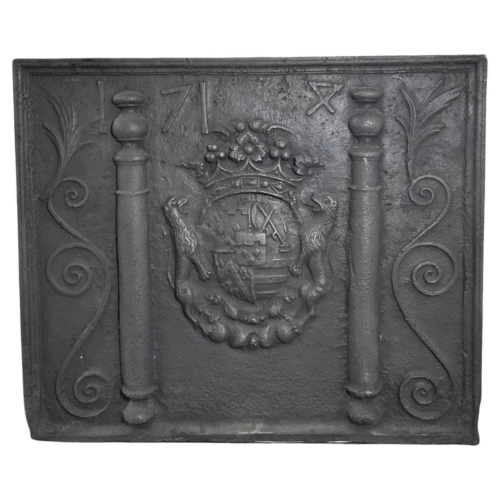 Plaque de cheminée en fer français en vente
