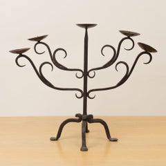 French Iron Five-Arm Candelabra