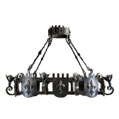 French Iron Fleur De Lis Chandelier