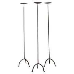 French Iron Floor Candle Sticks, Set of 3