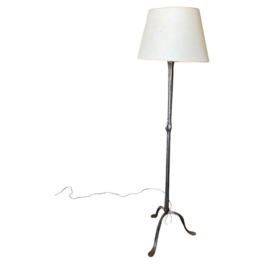 A stunning artisan created Floor Lamp in hand forged iron from the south of France.  Strong and elegant lines.