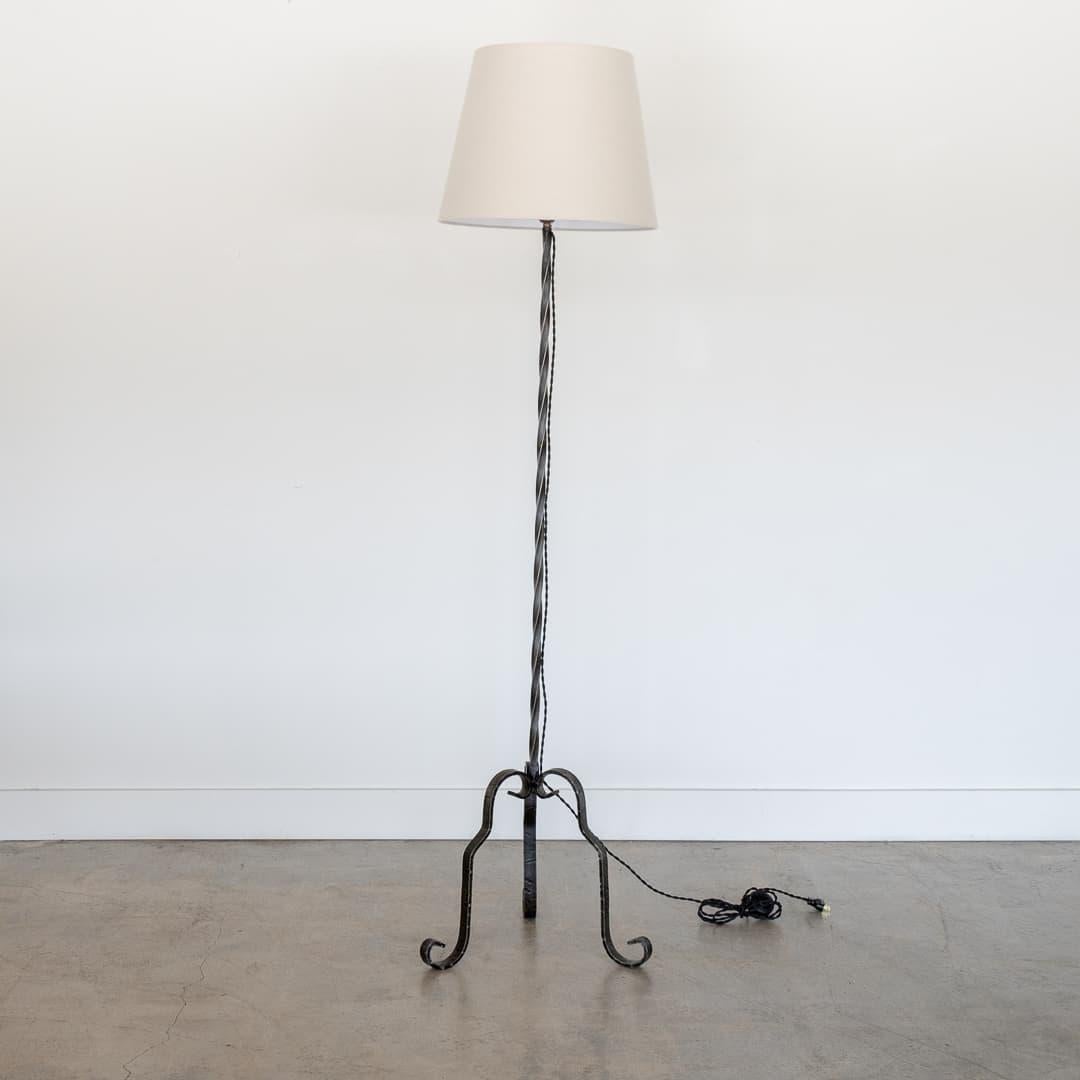 Linen French Iron Floor Lamp