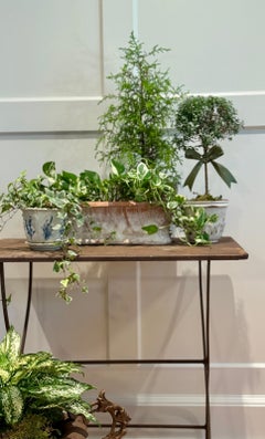 French Iron Garden Table, Industrial Console Table Circa 1900