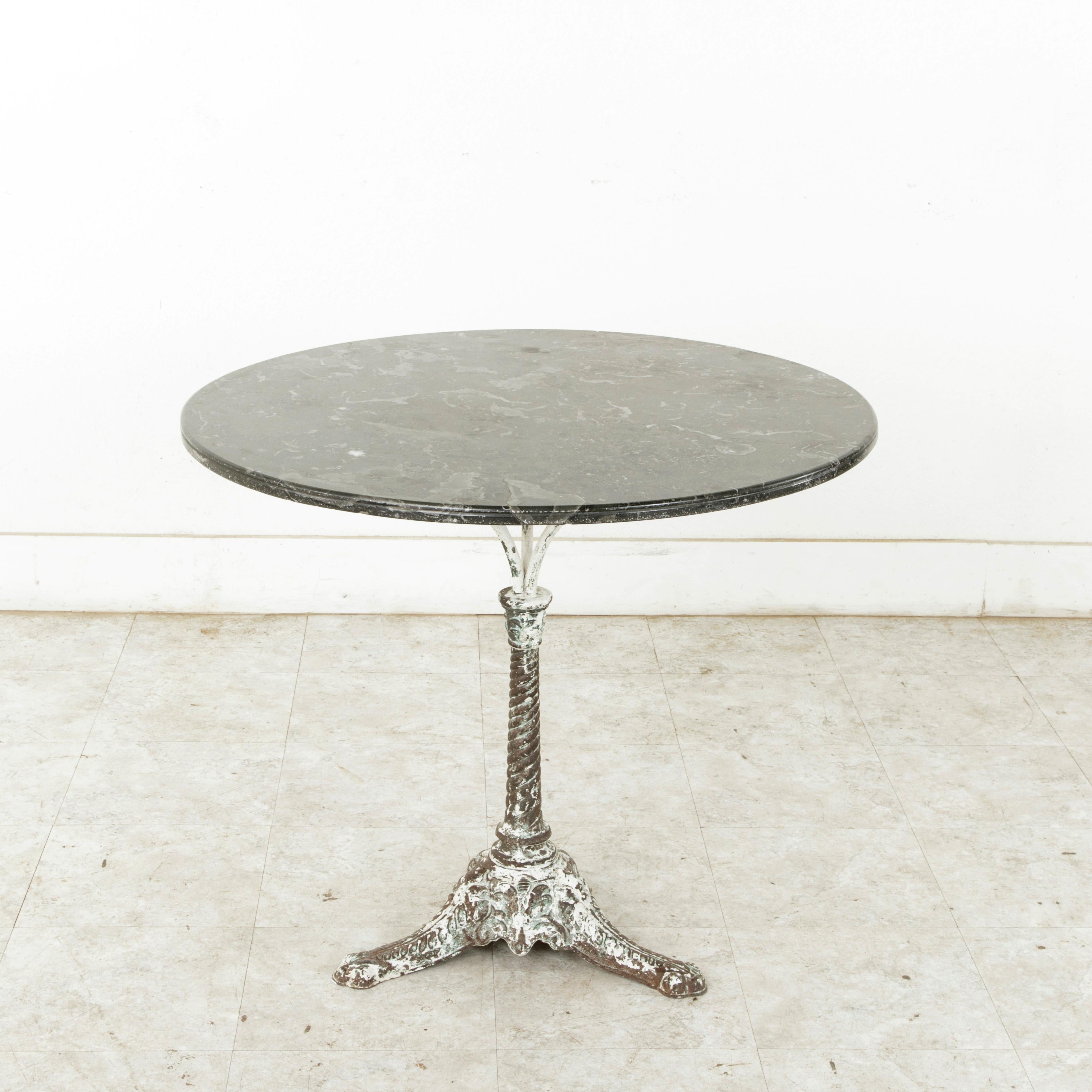 French Iron Garden Table with Marble Top, circa 1900 3