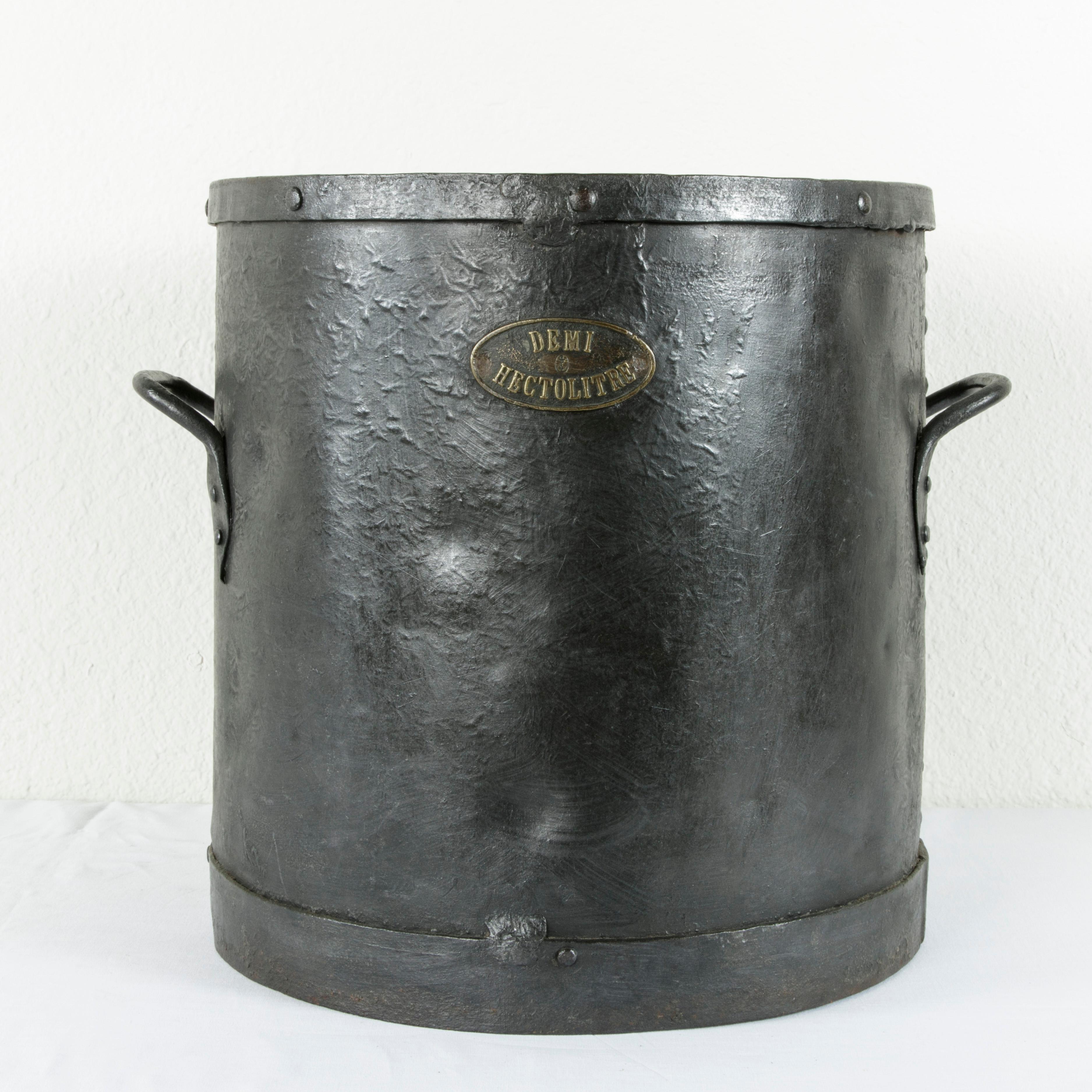Early 20th Century French Iron Grain Measure, Planter, or Cachepot with Handles, circa 1900