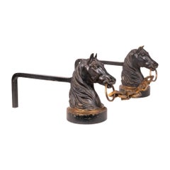 French Iron Horse Chenets 'Andirons'