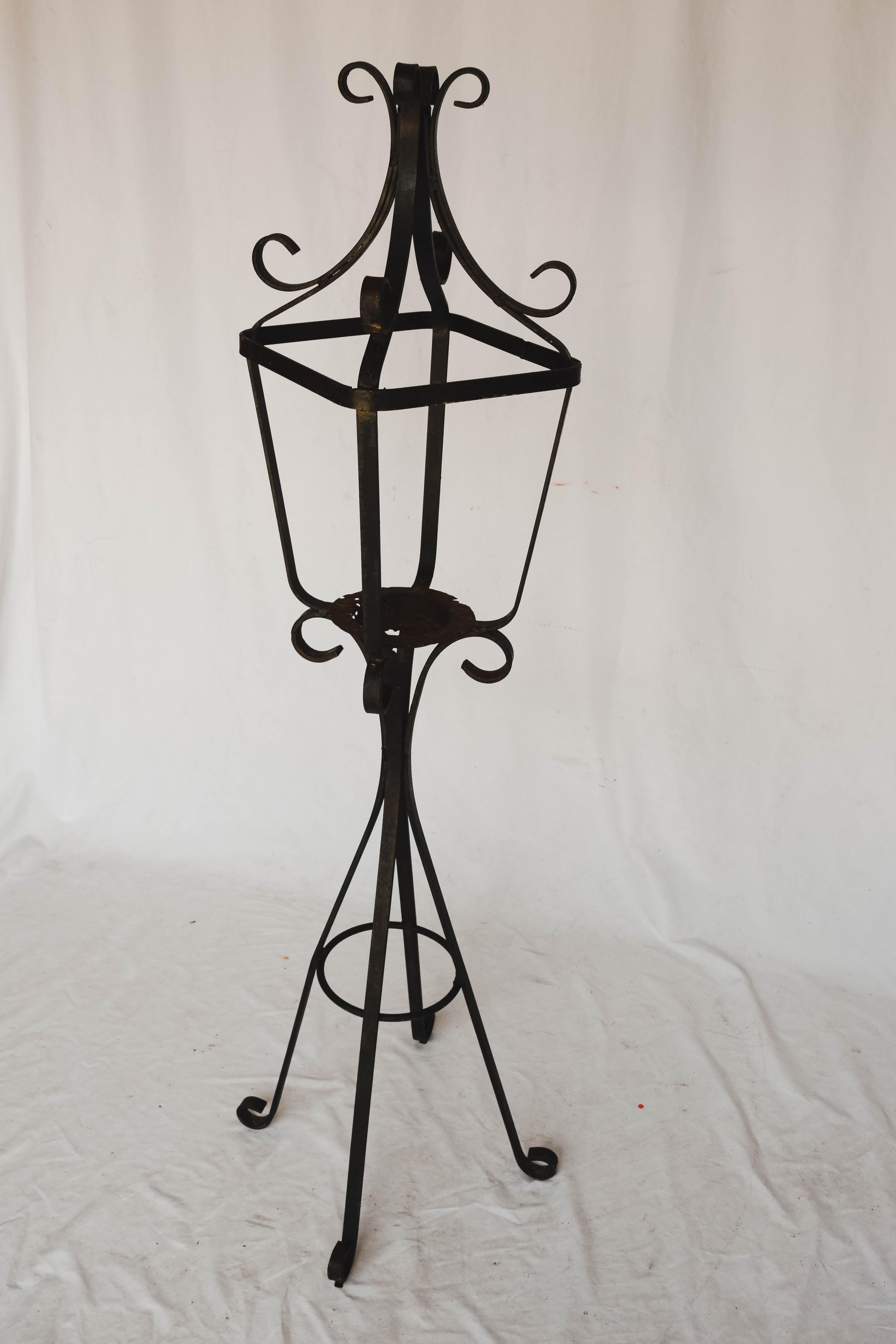 wrought iron lantern stand