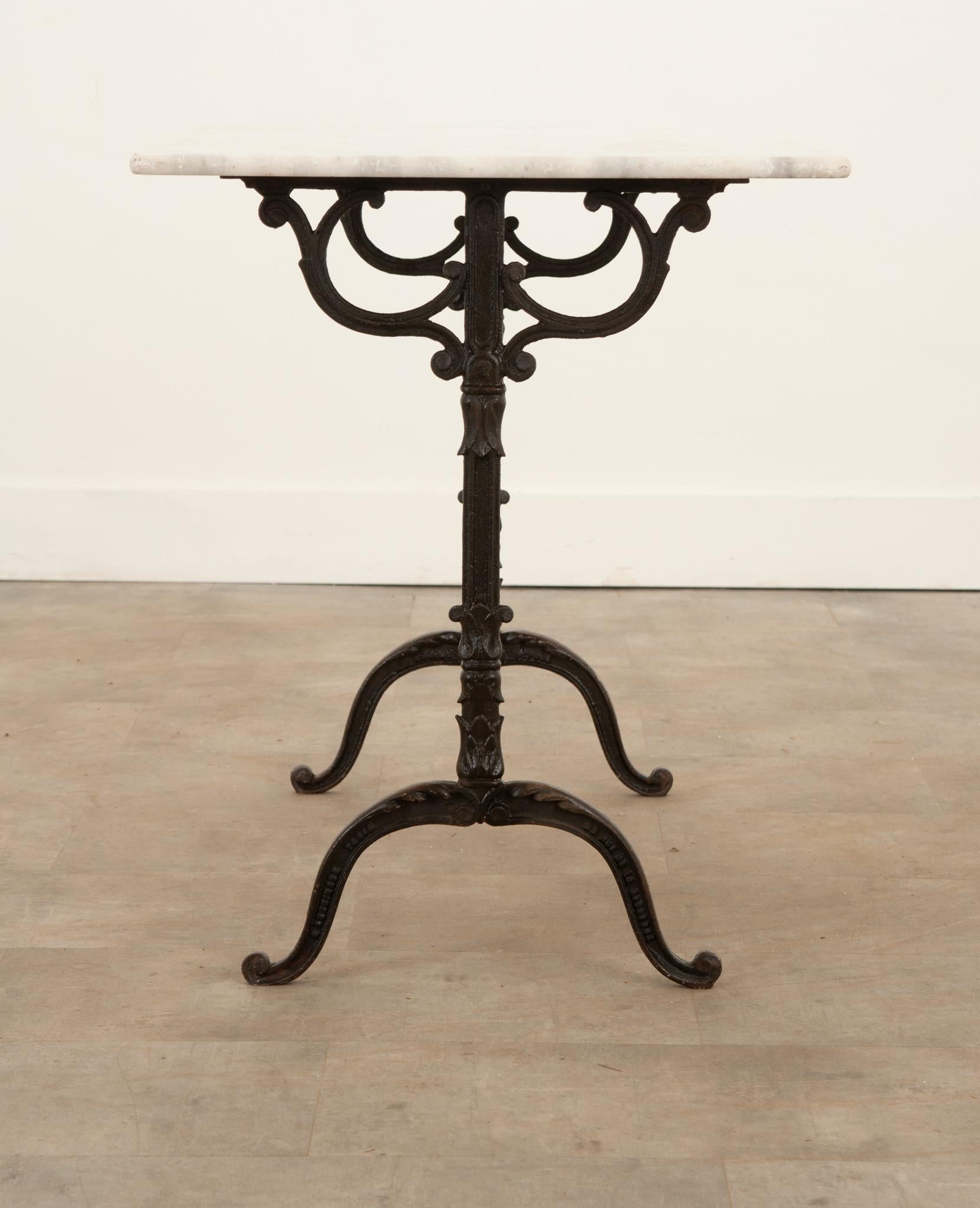 20th Century French Iron & Marble Bistro Table