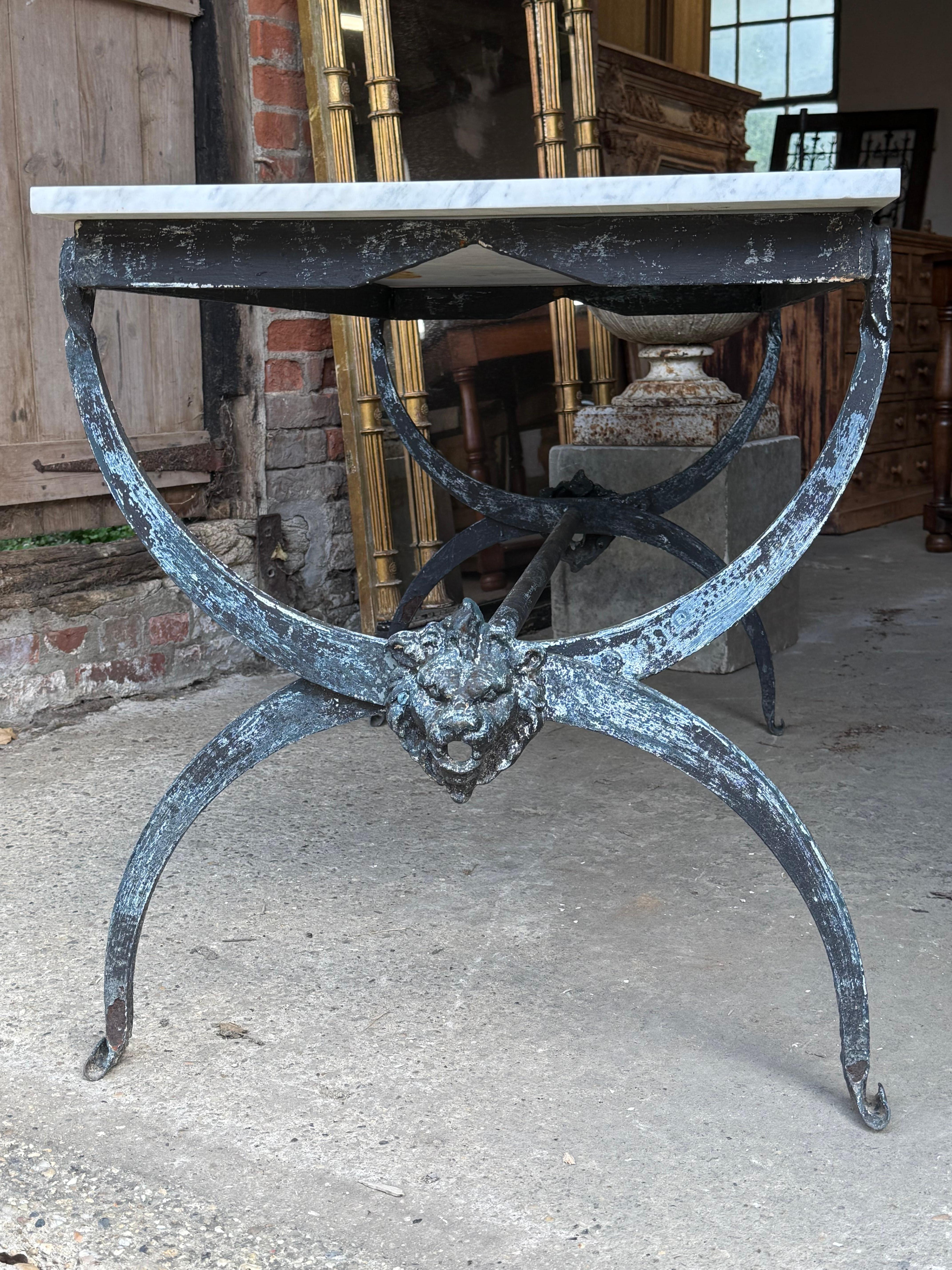French Iron & Marble Garden Table Bon état - En vente à Ongar, GB