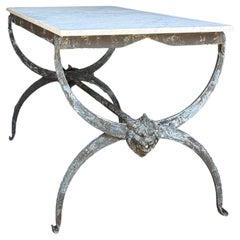 French Iron & Marble Garden Table