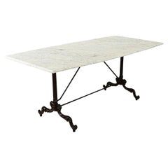 Table à manger d'extérieur en fer et marbre français