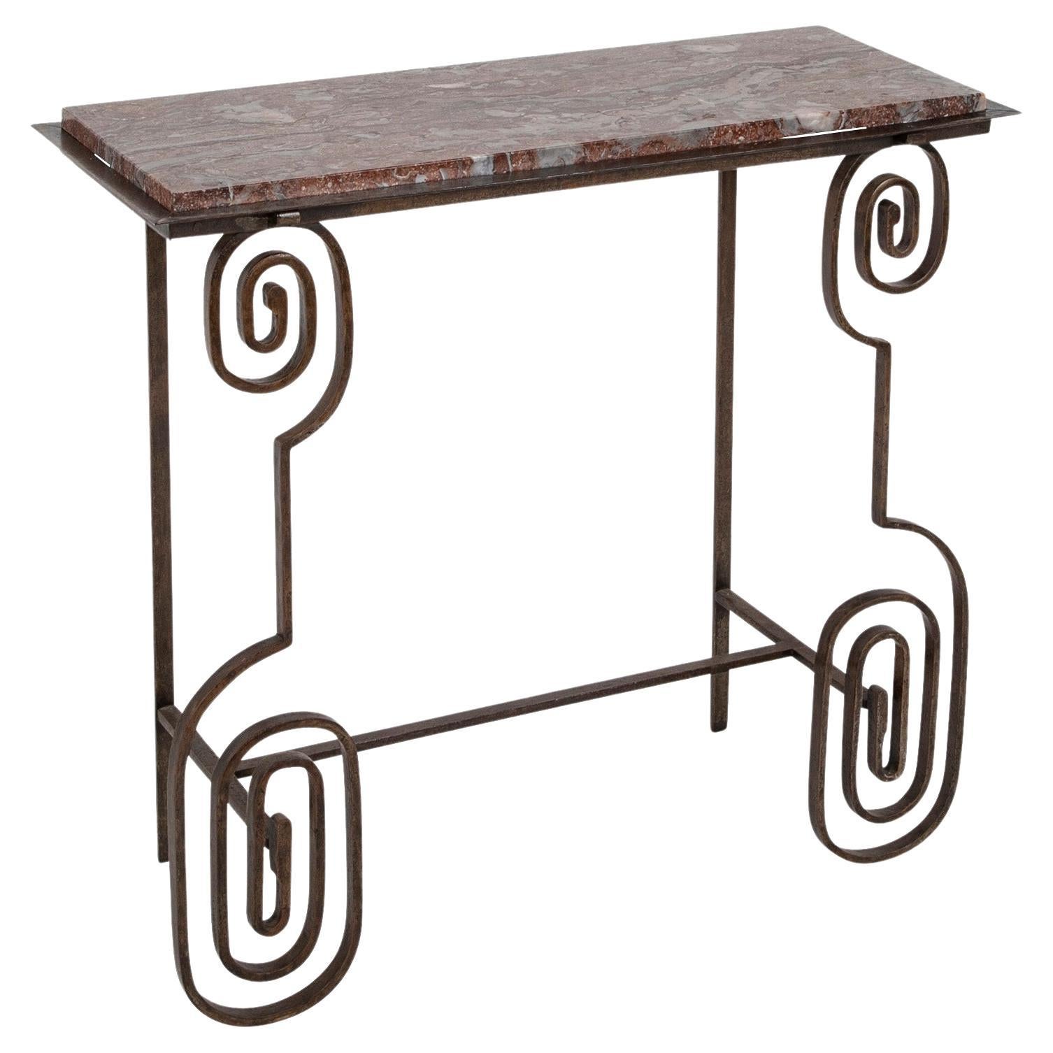 French Cast Iron Console Table with Blue Stone Top at 1stDibs