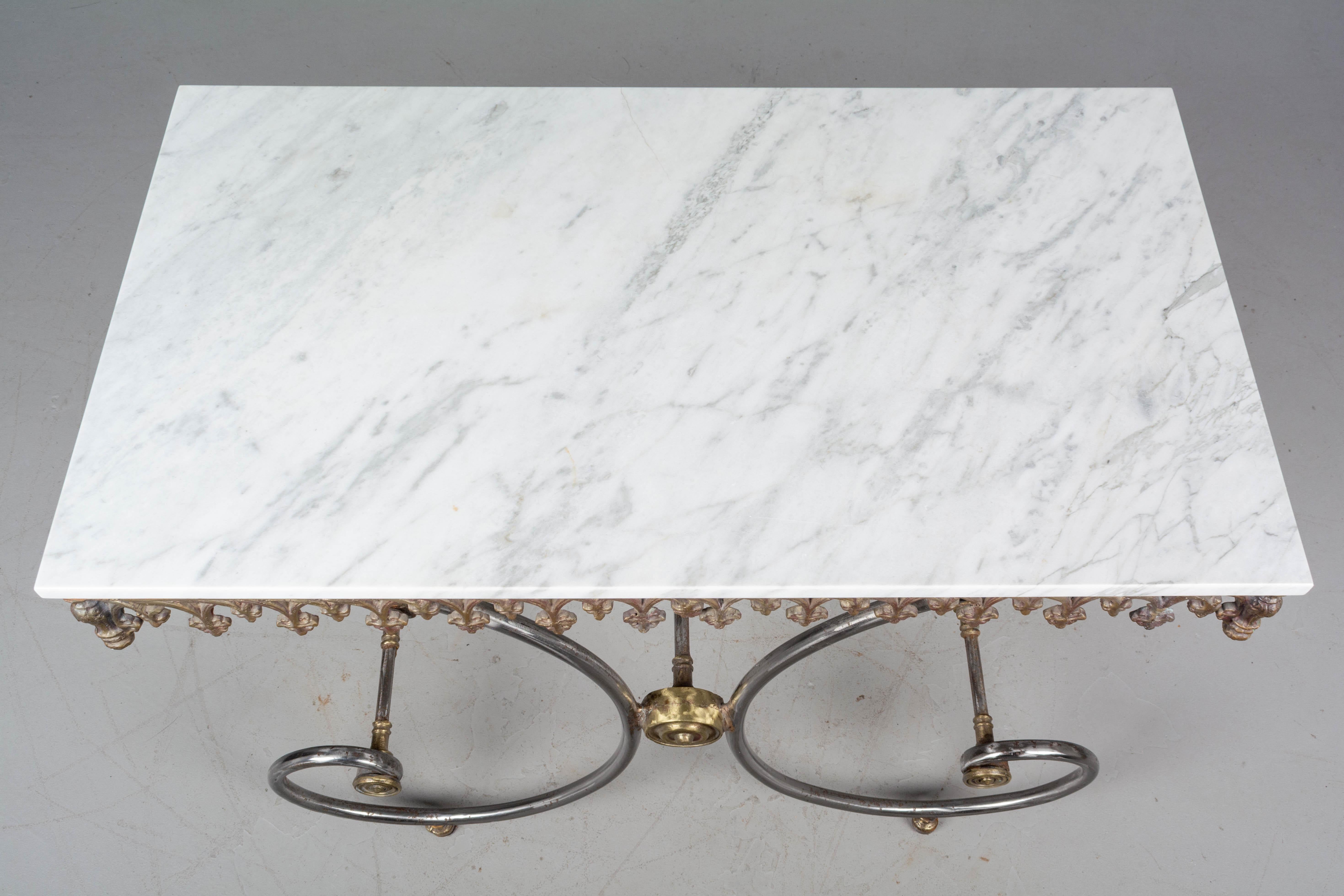 French Iron Marble-Top Pastry Table 2