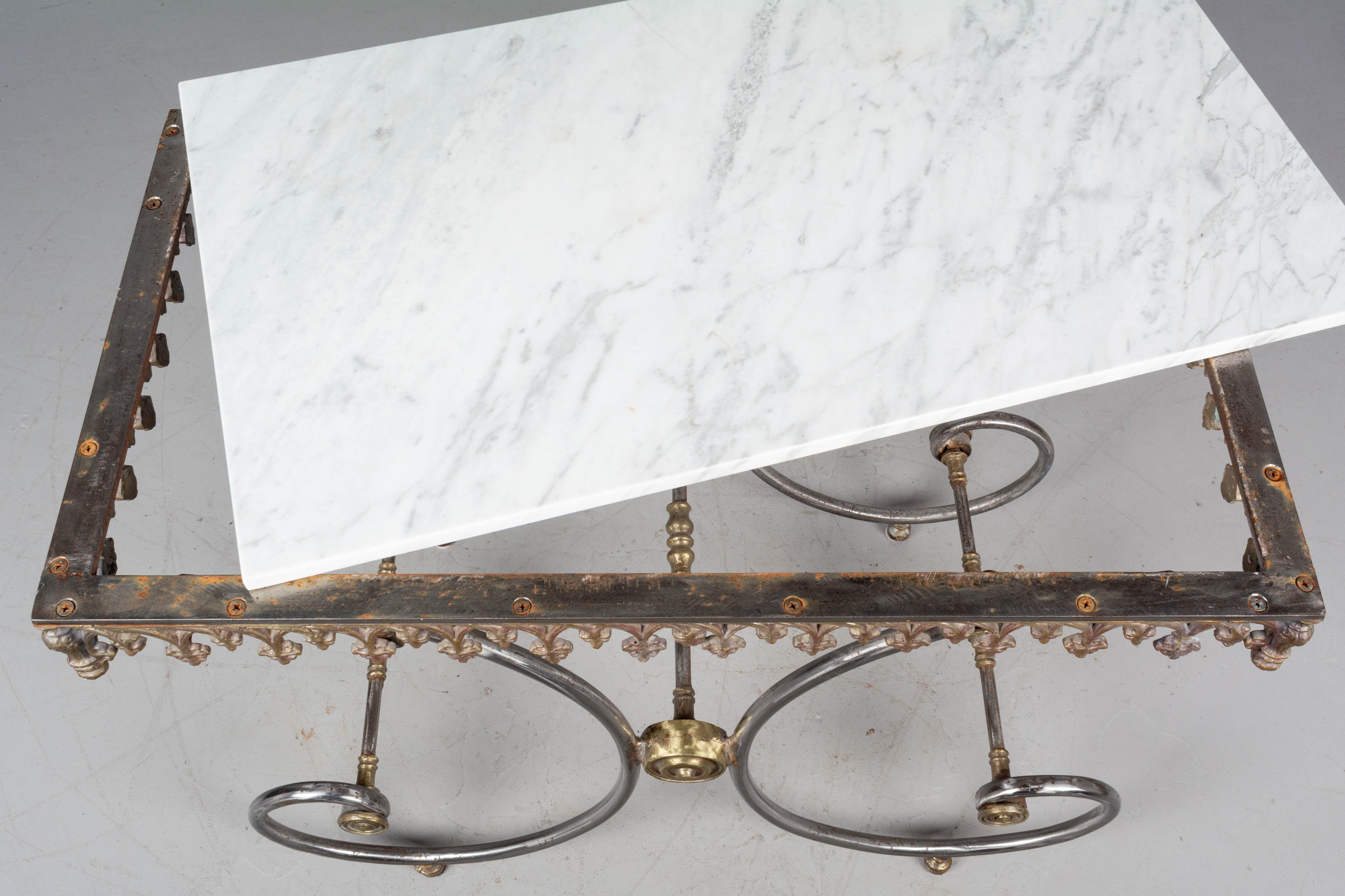 French Iron Marble-Top Pastry Table 3