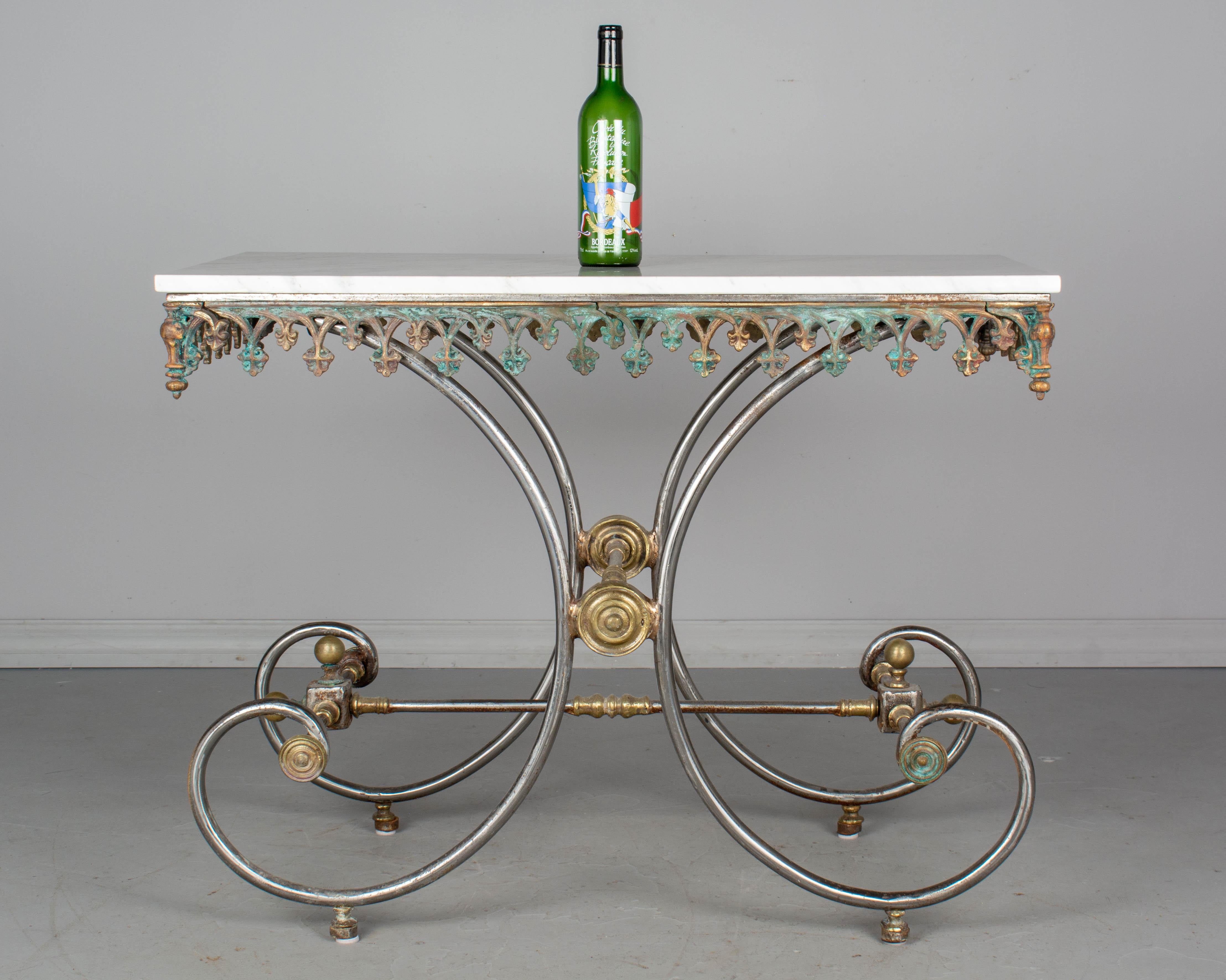 French Iron Marble-Top Pastry Table 4