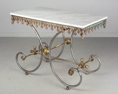French Iron Marble-Top Pastry Table
