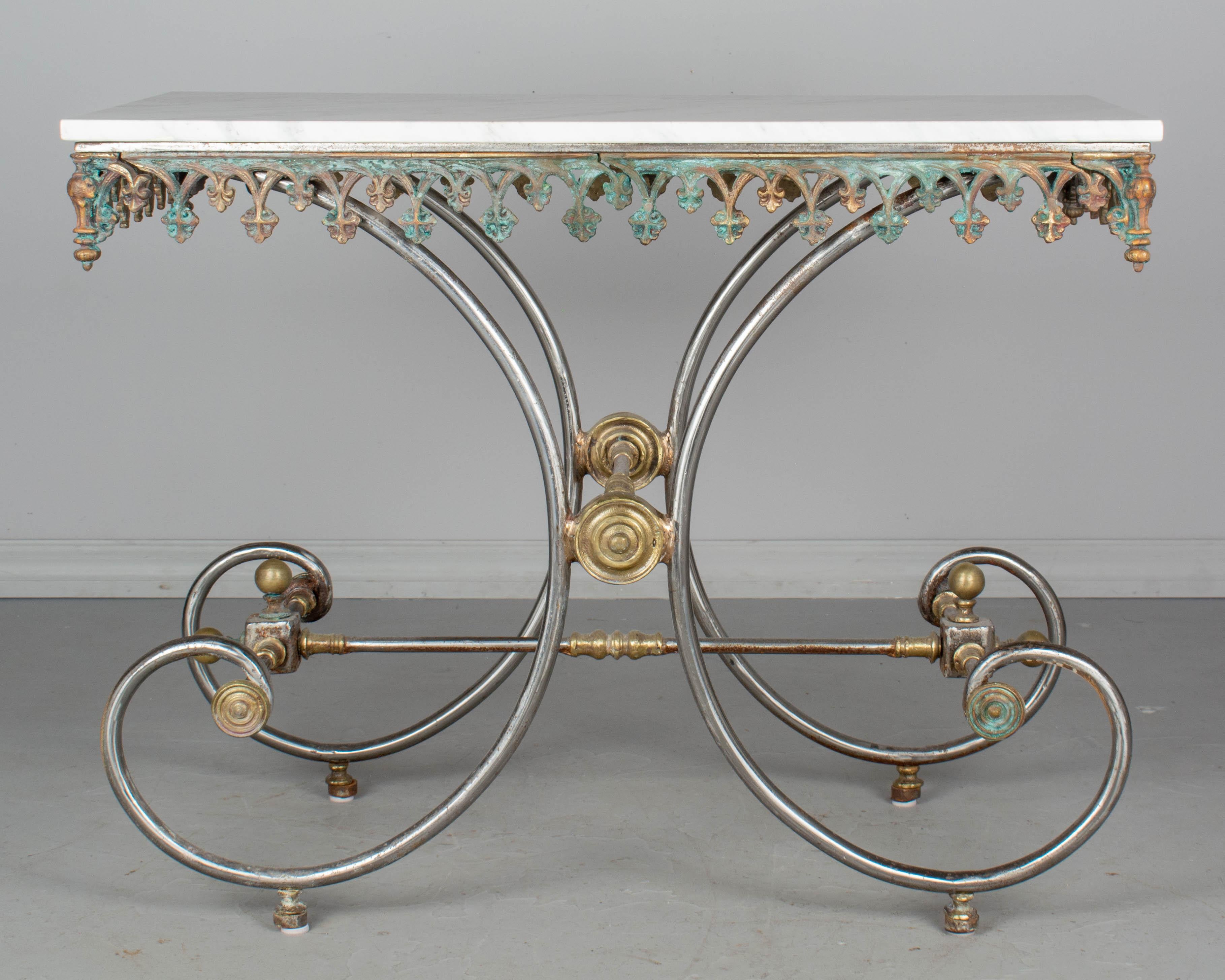 french pastry table with marble top