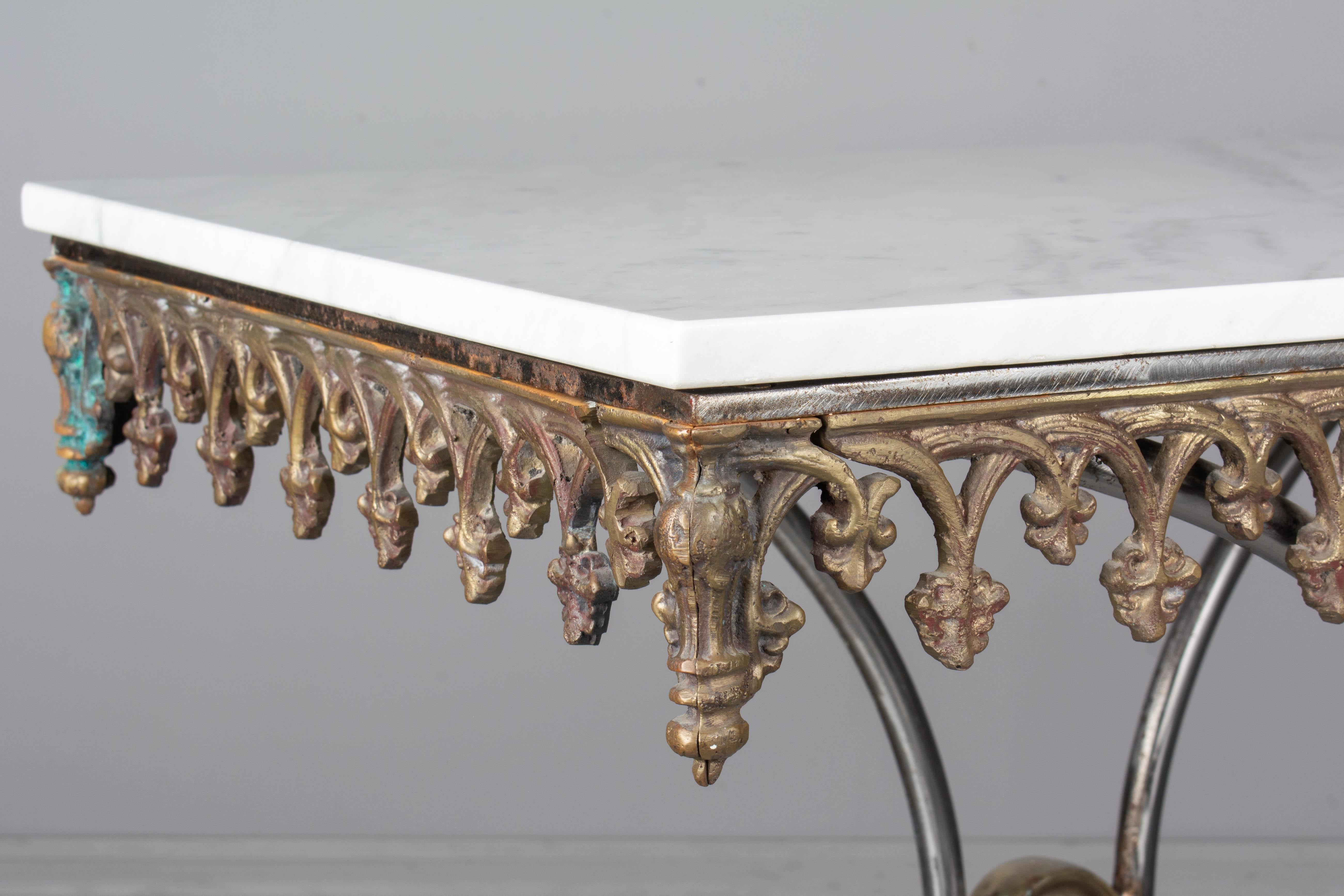 20th Century French Iron Marble-Top Pastry Table