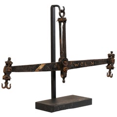 Vintage French Iron Mercantile Scale on Custom Stand, a Great Decorative Piece