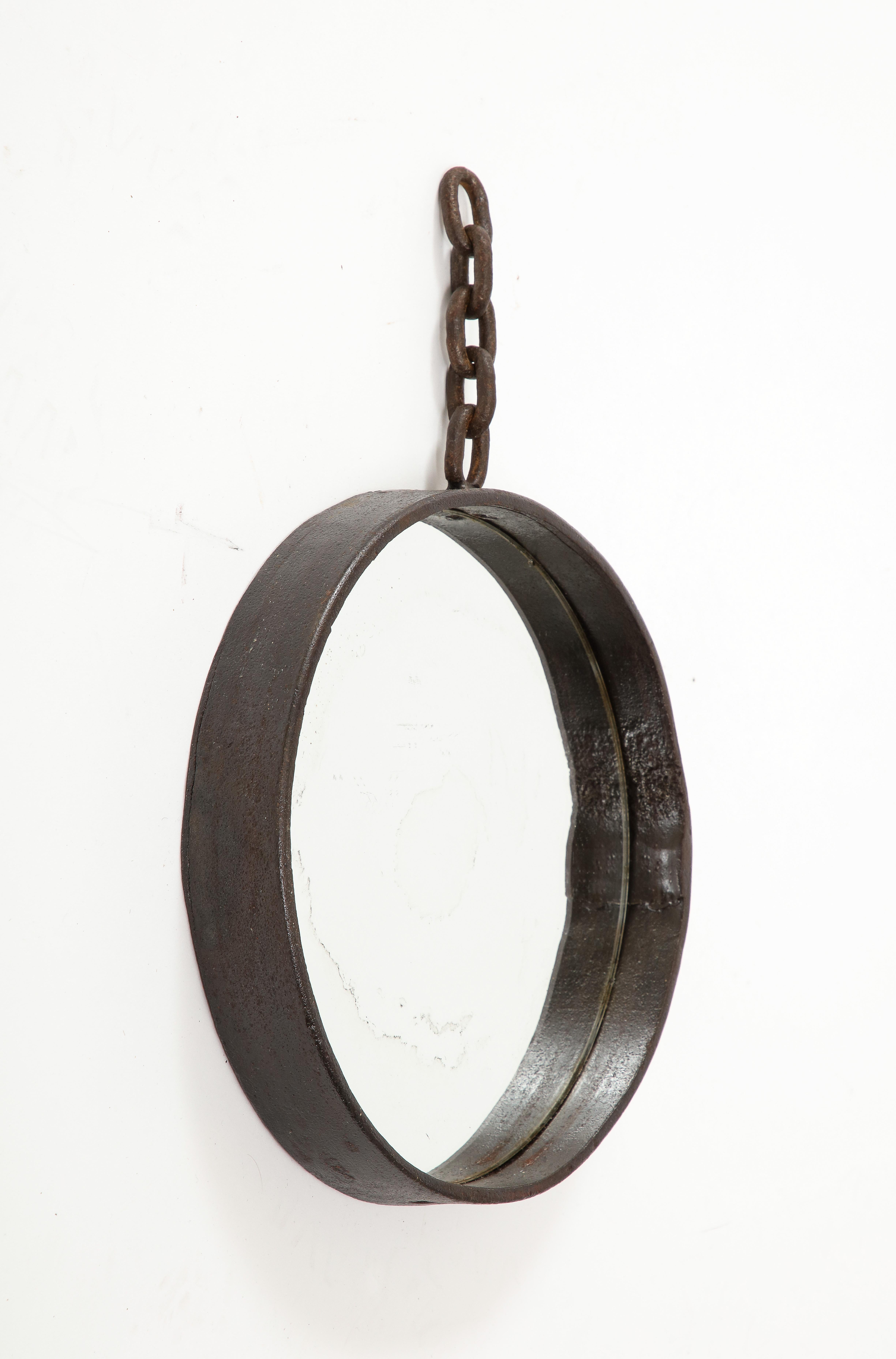 French Iron Round Mirror, C. 1950-60 2