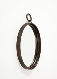 French Iron Oval Mirror with Ring Hook, France, 1950