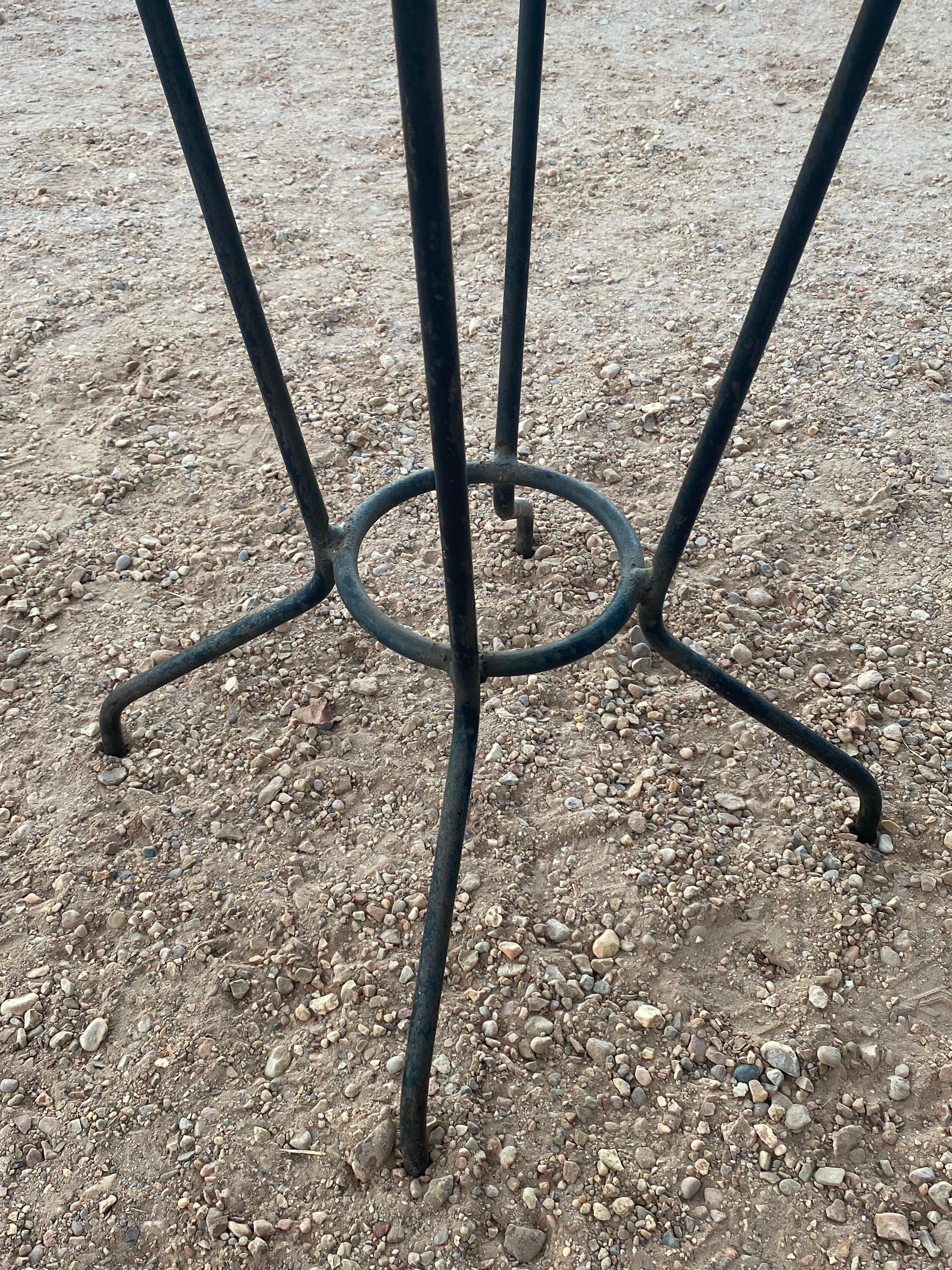 French Iron + Pink Marble Round Patio or Dining Table For Sale 4