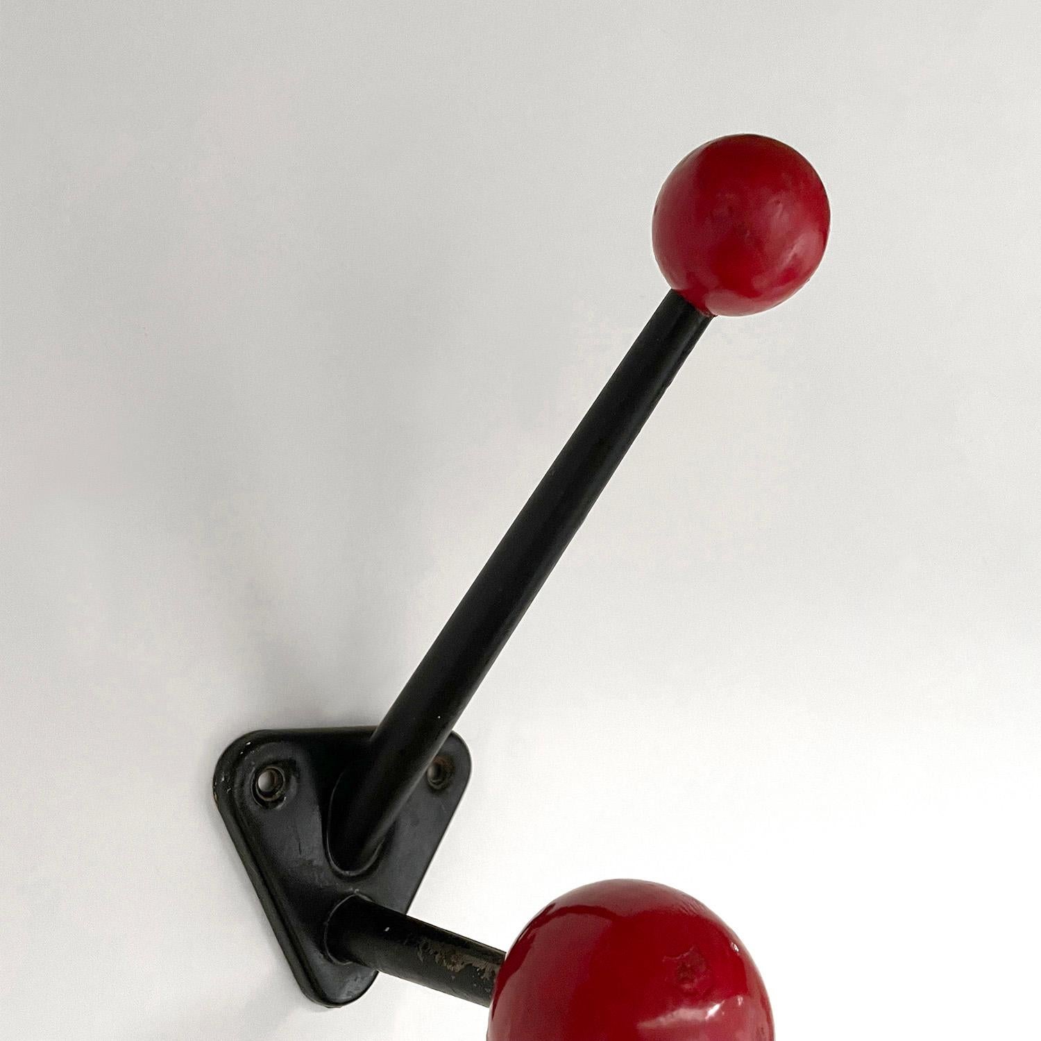 French Iron Red Ball Double Hook In Good Condition For Sale In Los Angeles, CA