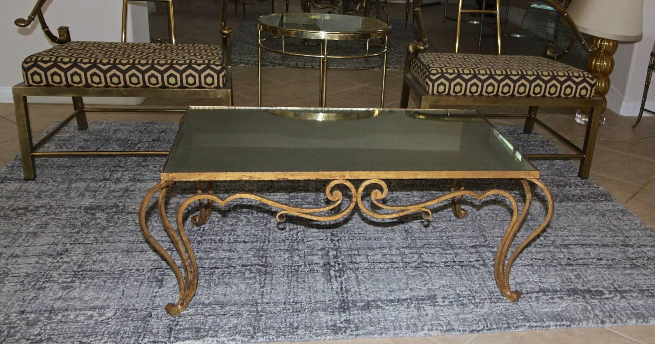 French Iron René Prou Style Cocktail Coffee Table 7