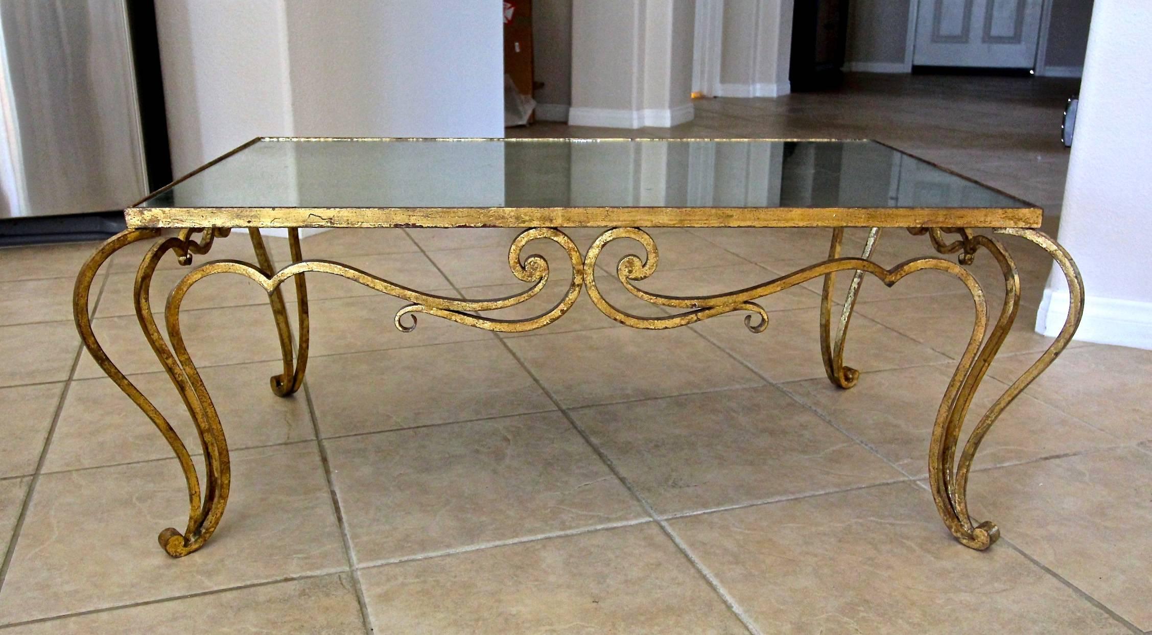 Mid-20th Century French Iron René Prou Style Cocktail Coffee Table