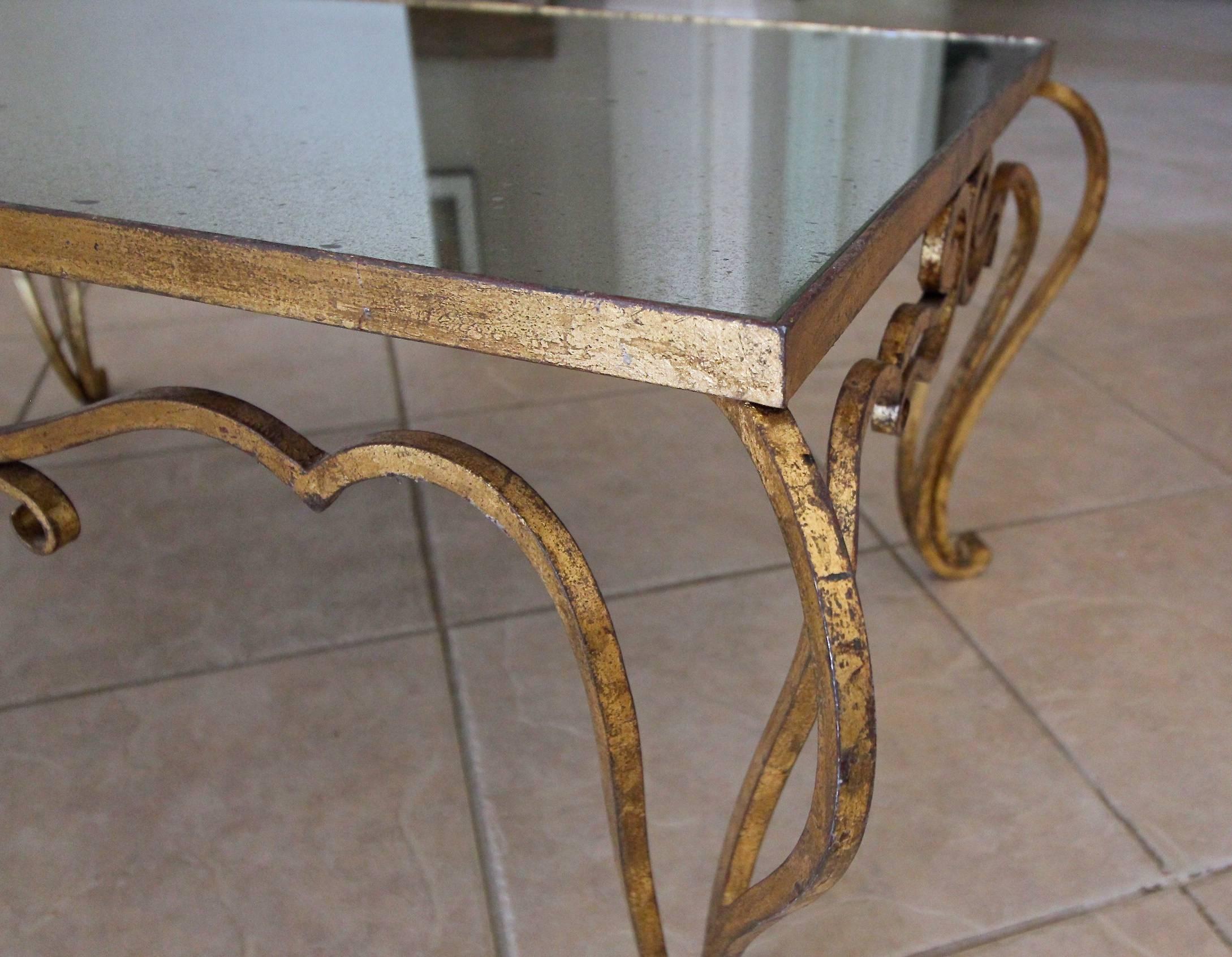 French Iron René Prou Style Cocktail Coffee Table 3
