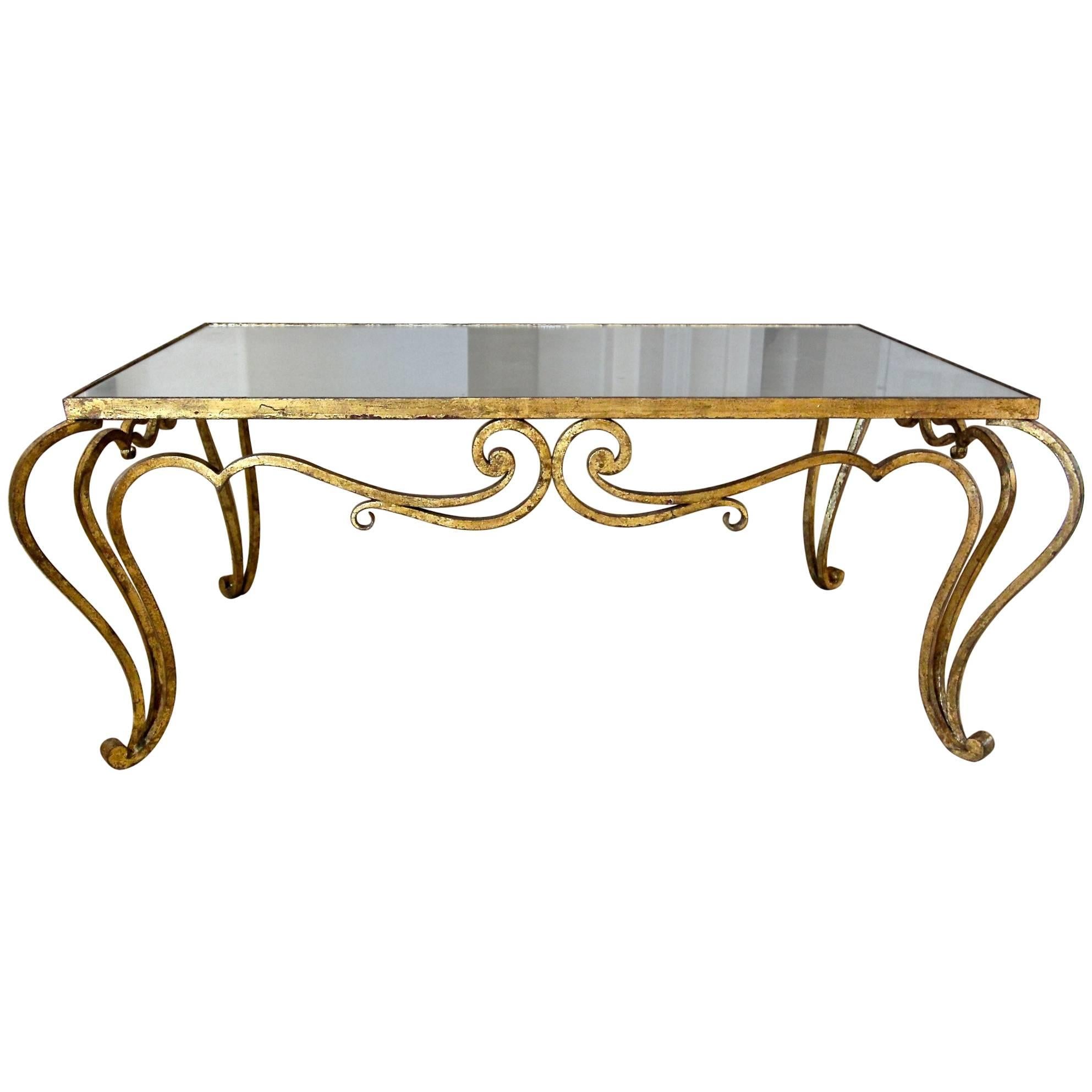 French Iron René Prou Style Cocktail Coffee Table