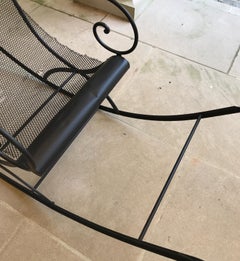 French Iron Rocking Chair with Mesh Sling Seat and Scroll Arms