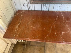 French Iron & Rojo Alicante Marble Dining Table
