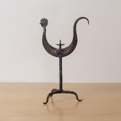 Candelabro francese a forma di gallo in ferro
