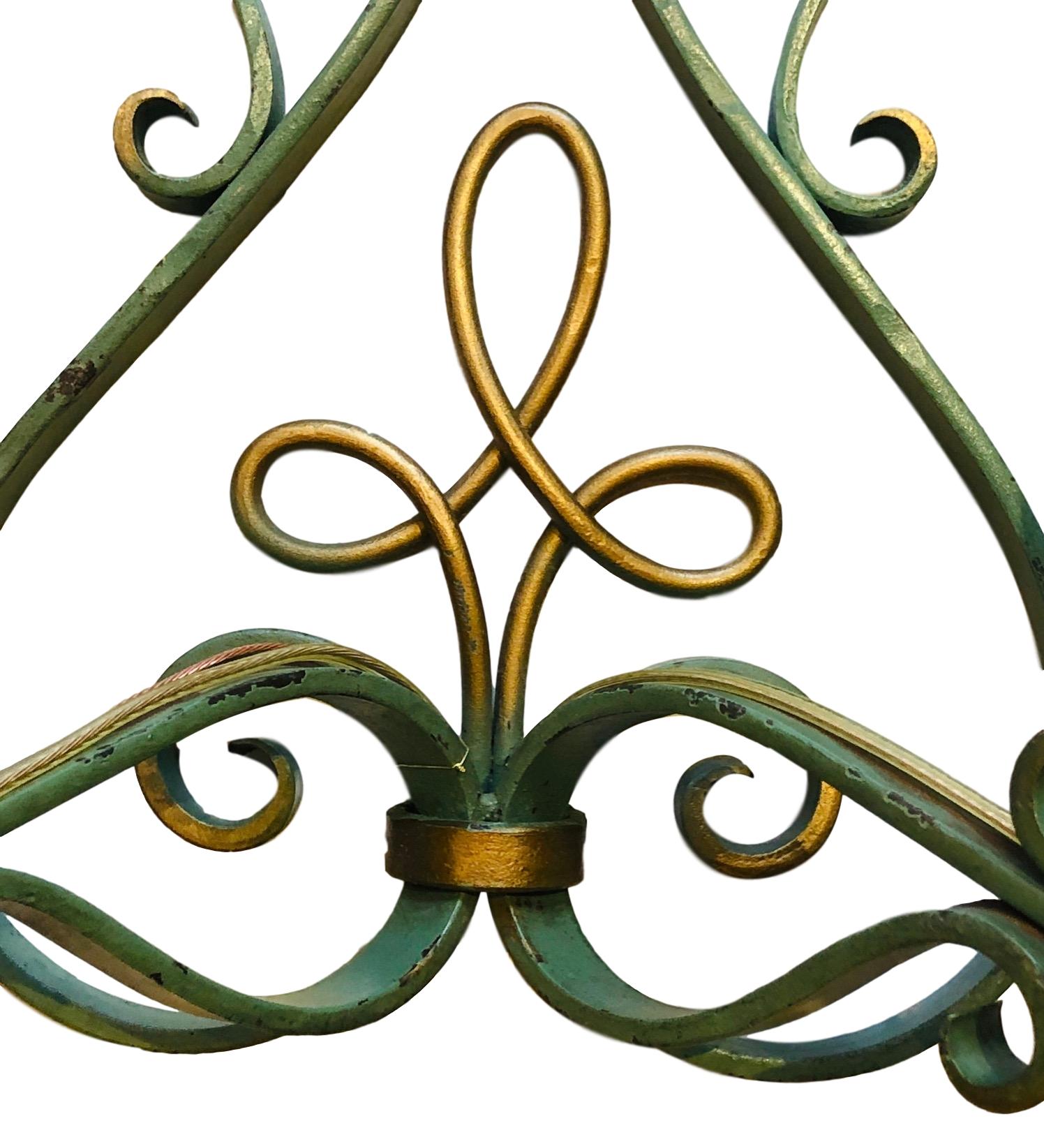 Hand-Painted French Iron Sconces with Painted Finish For Sale