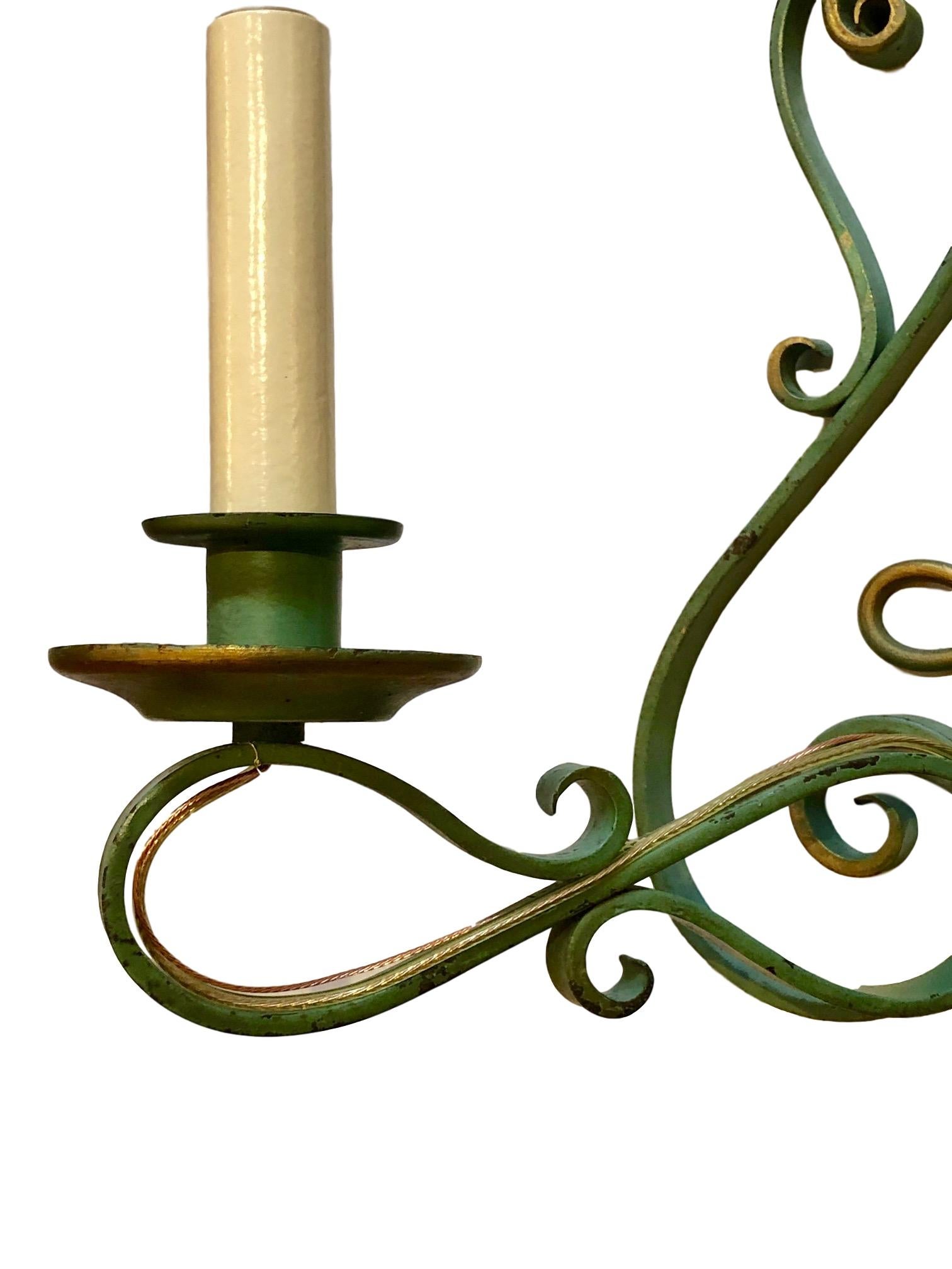 French Iron Sconces with Painted Finish In Good Condition For Sale In New York, NY