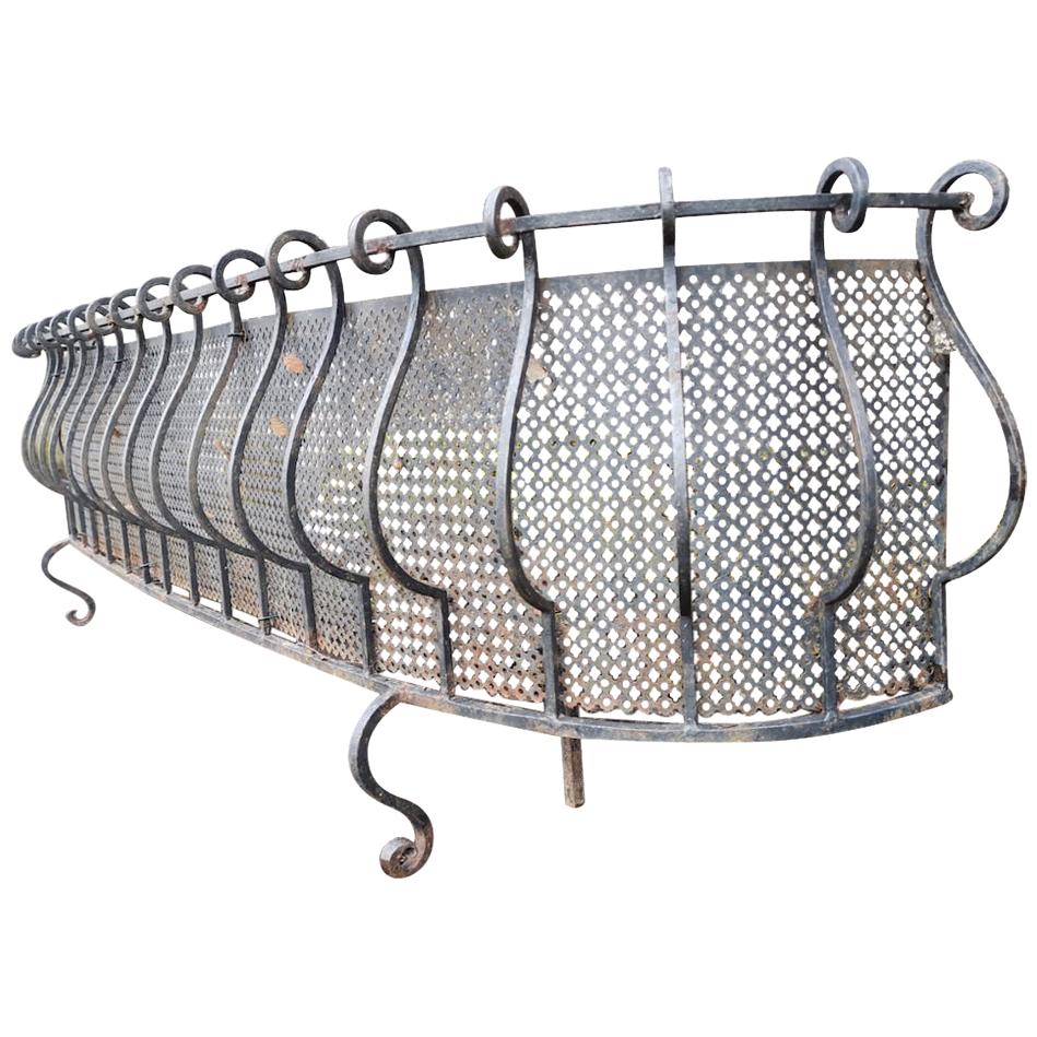 French Iron Scroll Work Window or Patio Planter with Curved Ends on Shaped Feet For Sale