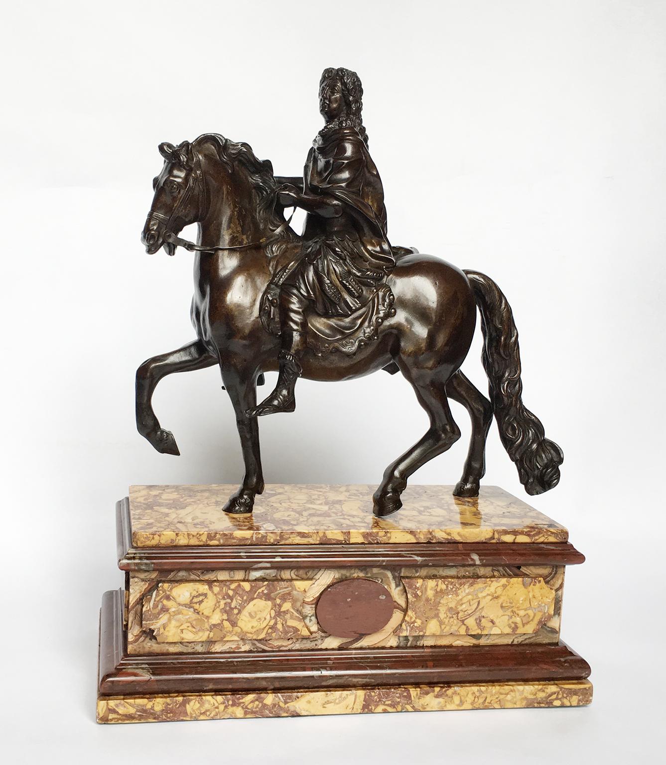 Baroque French Iron Sculpture of Louis XIV on Horseback, circa 1880