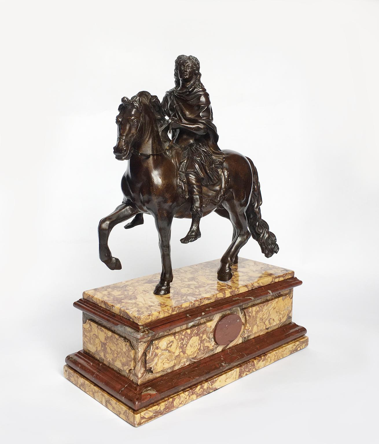 Cast French Iron Sculpture of Louis XIV on Horseback, circa 1880