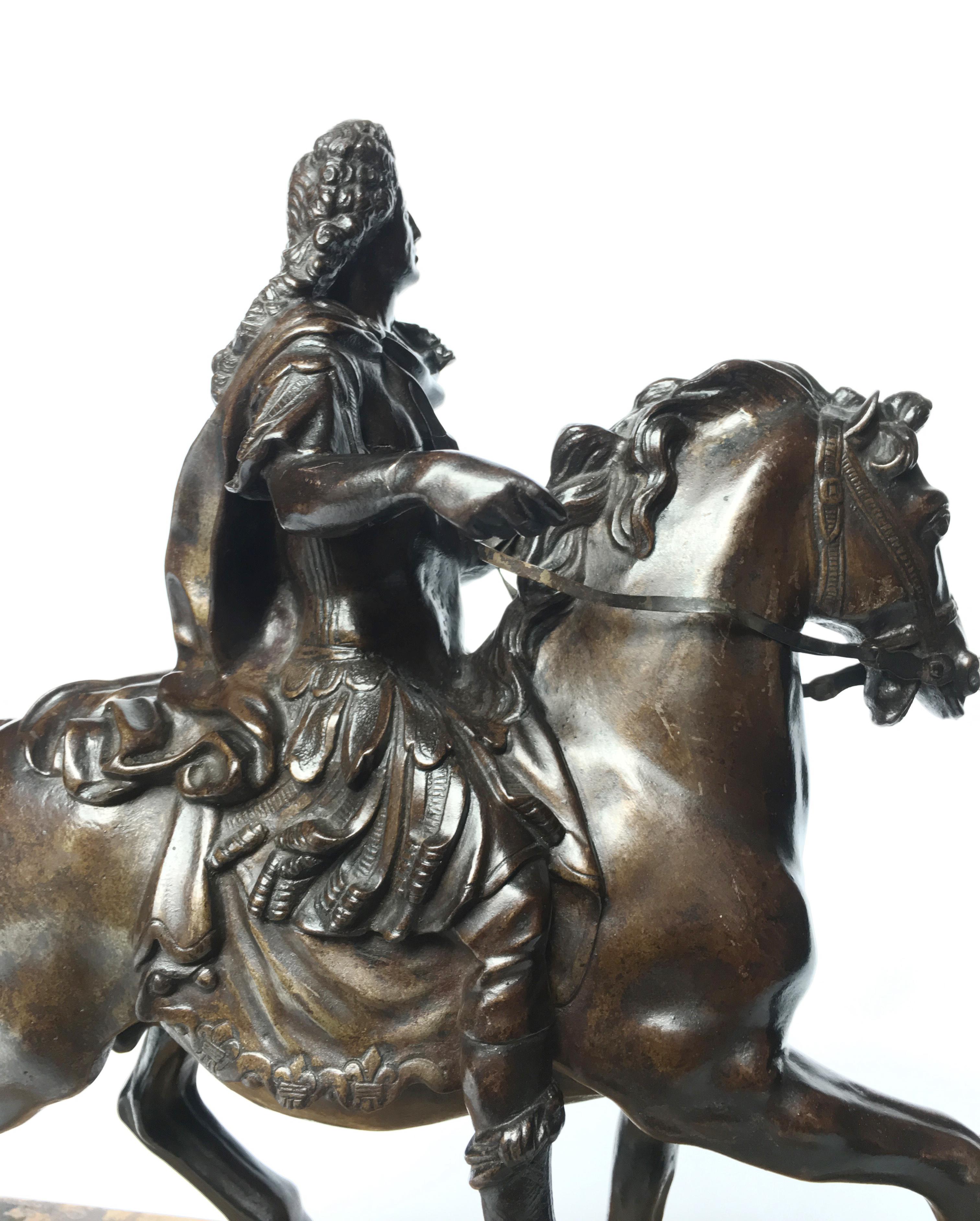 French Iron Sculpture of Louis XIV on Horseback, circa 1880 1