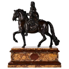 Antique French Iron Sculpture of Louis XIV on Horseback, circa 1880