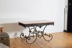 Table de Boucher en fer, acier et marbre, 2e moitié du 19e siècle